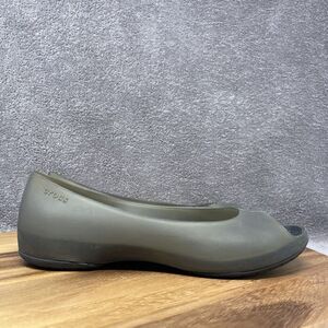Crocs Sandals Women's Size 9 Adrina Flats Olive Slip On Casual Peep Toe Jelly